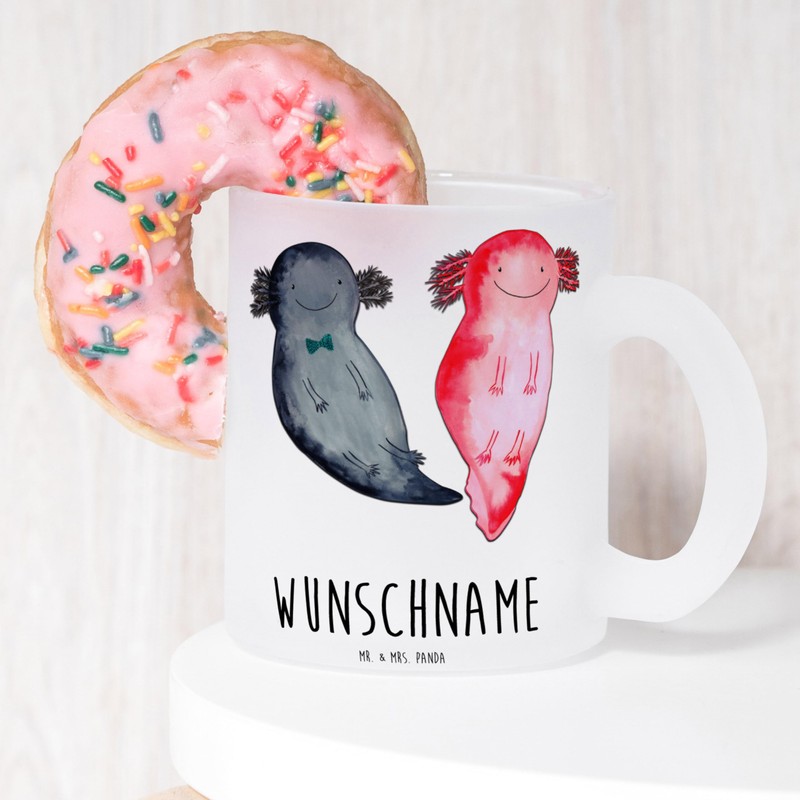 Mr. & Mrs. Panda Personalisierte Teetasse Axolotl Liebe - Personalisierte