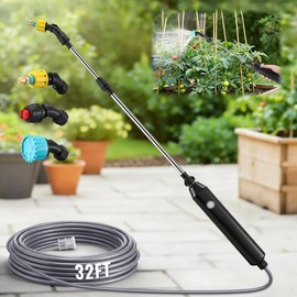 32 FT Hose Battery Powered Sprayer Wand with 32" Electric Sprayer&3 Speeds