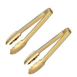 2pcs 9 inches Kitchen Tongs, Cooking Tongs Buffet Easy Grip Stainless Steel Serving Tongs Party Kitchen Utensils for Grilling BBQ Serving Salad Ice(Champagne Gold 2pcs)