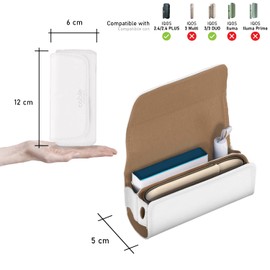 Cable Technologies IQOS 3/3 Duo/2.4/2.4 Plus Premium PU Leather Wallet Case Cover for IQOS 3/3 Duo/2.4/2.4 Plus Case PU Leather Organizer Iqos Electronic, White, iqos case