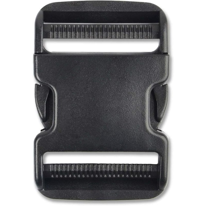 Premium 2 Inches(50mm) Flat Dual Adjustable Side Release Buckles (Black,