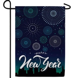 America Forever Happy New Year Garden Flag 12.5 x 18 inch Double Sided Fireworks Celebration Party at Midnight Countdown Seasonal Yard Outdoor Decor