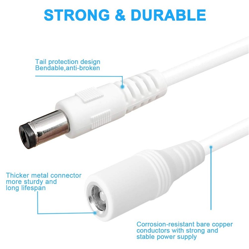 SIOCEN 2-Pack 10FT DC Power Extension Cable,5.5mm x 2.1mm Extension
