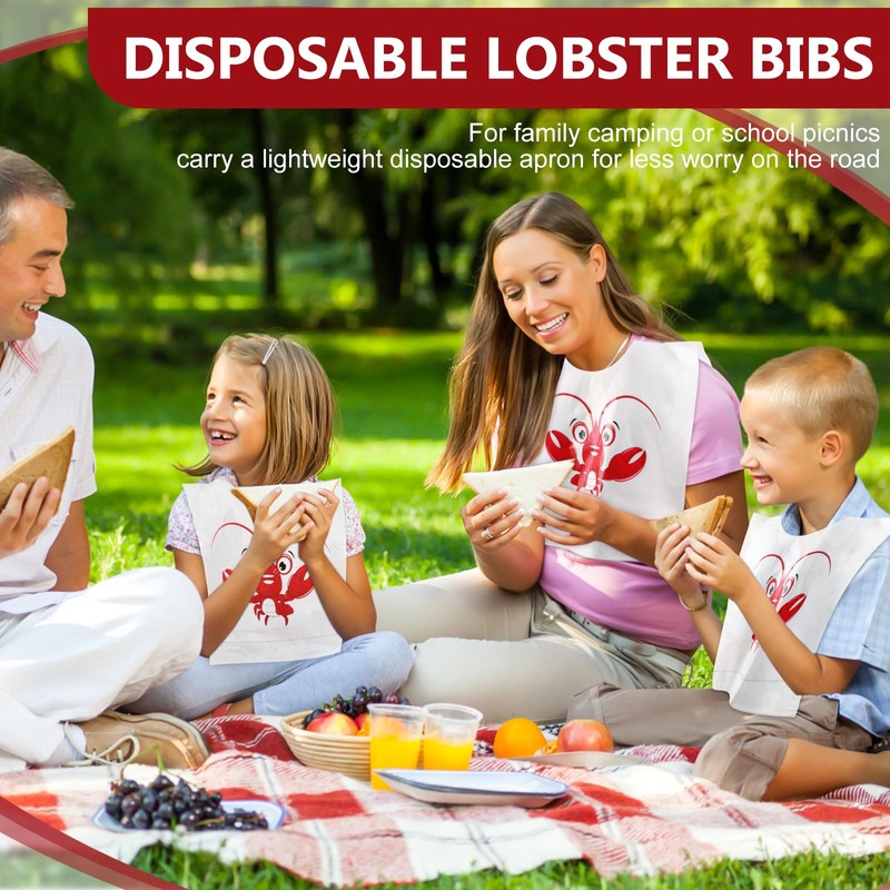 Nonley Disposable Lobster Bib - 50 Pcs Plastic Adult Bibs