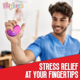 Pelotas antiestrés de Playbees para tirar, estirar y apretar – 4 pelotas – Bolas sensoriales elásticas para aliviar el estrés y la ansiedad – Juguetes para calmar y hacer malabares para niños y