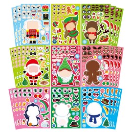 36 Sheets Christmas Stickers for Kids, Make Your Own Santa Claus Snowman Penguin Gingerbread Man Reindeer Stickers, Christmas Party Games Stickers Xmas Holiday Stickers Christmas Stocking Stuffer