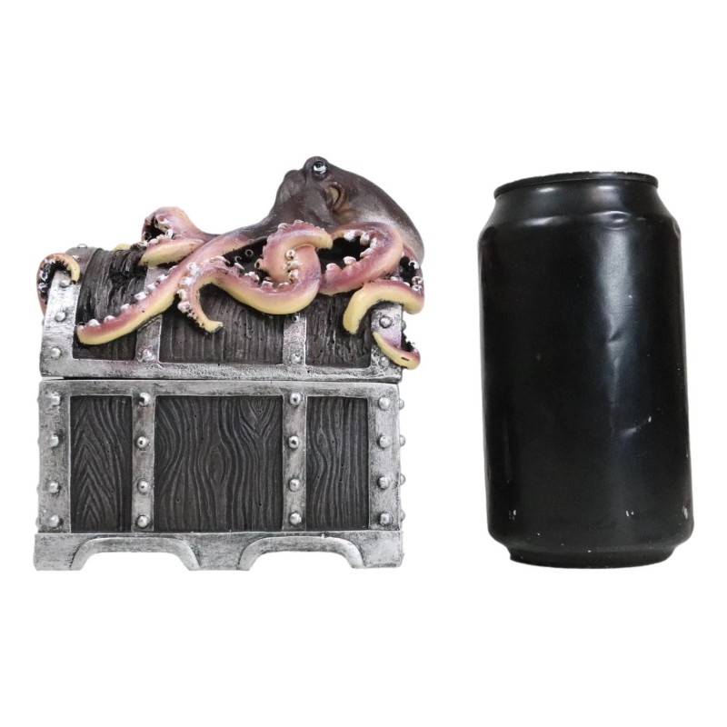 Ebros Gift Nautical Marine Ocean Octopus Kraken Guarding Treasure Chest