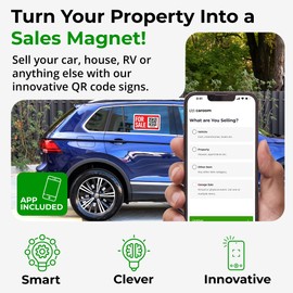 14'' x 8'' for Sale Sign Car (Plastic, 1-Pack) - Reusable & Sturdy I Also Great for Real Estate, Business & All Vehicles I Advertise Your Items Online I App Included