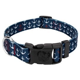 Country Brook Petz - Deluxe Dog Collar - Made of Premium Polyester for Durability, Comfort & Style - Vibrant Summer Breeze Collection, Anchors Away, Large