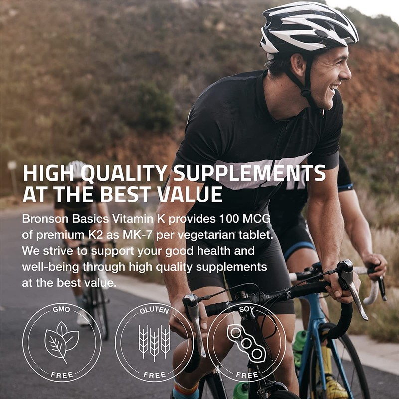 Bronson Vitamin K2 MK-7 100 MCG, K2 as MK7 Menaquinone,