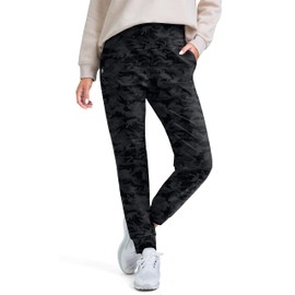 G Gradual Women's Fleece Lined Joggers High Waisted Water Resistant Thermal Hiking Pants Cold Weather Sweatpants with Pockets(Gey Camo,S)