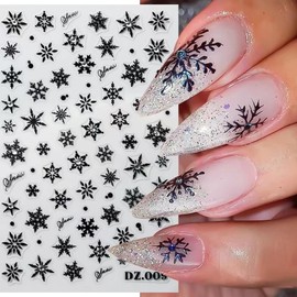 8 Sheet Christmas Snowflake Nail Stickers for Nail Art Rhinestone Nail Design Snowflake Nail Decals Self Adhesive Nail Decals Gold Reindeer Nail Art Stickers for Women Nail Supplies