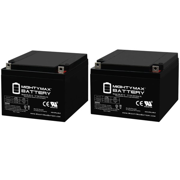 12V 26AH Replacement Battery for Tzora Titan Scooter - 2 Pack