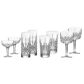 Godinger Barware Drinkware Mixology Set - Gin Glasses, Collins Tall Glasses, Bar Cups and Champagne Coupes - 8 pieces