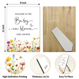 Bloom Bar Sign, Welcome To Baby Shower Signs,8x11 Inches Wooden Play Sign with Stand for Baby Shower Gender Reveal Birthday Party Desk Decorations-13