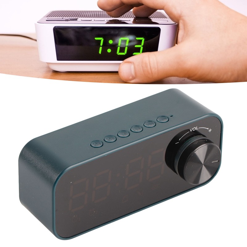 Mini Bluetooth Speaker Heavy Bass Dual Alarm Clock Portable Wireless