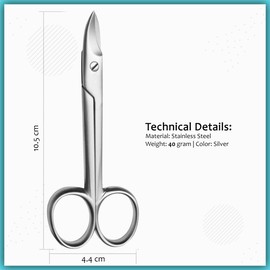 Nail Scissors for Men and Women | Curved Blades Cuticle Toenail for Precise Manicure, Pedicure, Eyebrow, Eyelash, Nose, Beard, Mustache & Hair Trimming, Professional Grooming Shears | Multipurpose