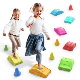 TIGERHU Balance Stepping Stones, 7pcs Kids Jumping Stones Up to 270Lbs,Toddlers Obstacle Course Coordination Game Toys for Indoor & Outdoor Play