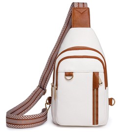 Farcauo Crossbody Bags for Woman Men Women's Crossbody Handbags Sling Bag White Cross Body Purses Shoulder Bag Travel Purse Fanny Chest Bag Trendy Over The Shoulder Bag for Women with Adjustable Strap