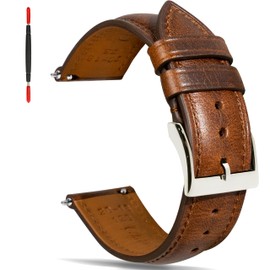 Gomvadr Quick Release Leather Strap, Vintage Oil Tanned Pull-Up Leather Strap Replacement Watch Straps Men Women 16 mm 18 mm 19 mm 20 mm 21 mm 22 mm 24 mm, 22mm, Leather