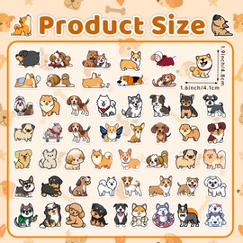 65 Pcs Cute Dogs Water Bottle Stickers for Kids, Vinyl Waterproof Animal Decals for Classroom School, Students Teachers Supplies Prizes for Kids Teen Girls
