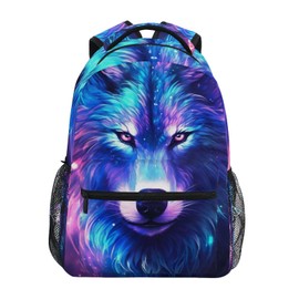 UMIRIKO Purple Galaxy Wolf Backpack for Boys Girls Elementary School Bookbag Back Pack 202A0522