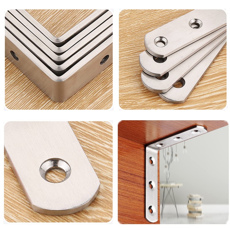 IUME 10 Pcs Stainless Steel Angle L-Shaped Bracket, Angle Bracket,