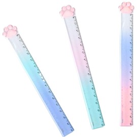 VURYAPI Pack of 3 Plastic Ruler, 15 cm Ruler Measuring Tool for School, Office, Home, Cat Claw Ruler (Random Colour, 15 cm