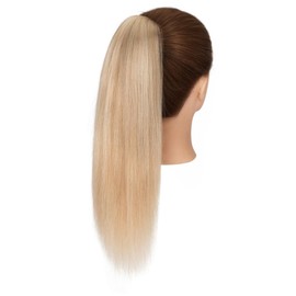 TESS Human Hair Claw Clip Ponytail Extension Real Remy Hair long ponytail extension for Women Straight, 14 Inch, Flax Yellow Mixed Light Gold