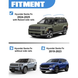 FengYu Heavy Duty 260lb Lockable Roof Rack Cross Bars Compatible with Hyundai Santa Fe 2024 2025, Aluminum Roof Rails Crossbars Cargo Bars Canoe Rooftop Black Carrier Luggage.