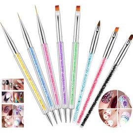 ZXUY Nail Brush Dotting Painting Pen Dual-Ended 2 in 1 Design Nail Art Tips Builder Brush Pen for Professional Salons and Home DIY Nail Art (8Pcs colorful)