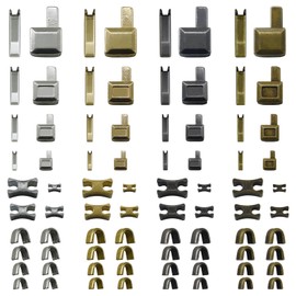 SHRJ 80Pcs Metal Insertion Pin Set Zipper Repair Kit Latch Slider Retainer, Zipper Sewing Accessories Open-End Bottom Top Stops for Jacket, Coat, Backpack, Handbag, Jeans, 4 Sizes