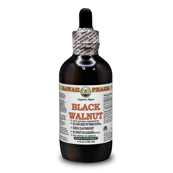 Hawaii Pharm Europe Black Walnut (Juglans Nigra) Dried Hull Alcohol-Free Liquid Extract Glycerite 120 ml