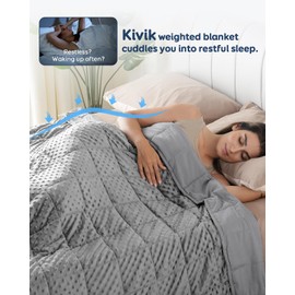Kivik Weighted Blanket 15 lbs for Adults, Minky Dot Heavy Blankets, Microfiber Reversible Weighted Throw Blankets for All Seasons, Machine Washable, 60"x80" Queen Size, Grey