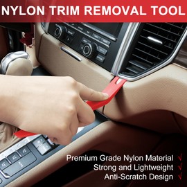 Etre Jeune 6 PCS Trim Removal Tool, Plastic Pry Tool Kit Door Clip Panel Removal Tool Set, Metal Trim Tool for Car Dash Radio Audio, Red