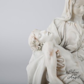 ShineOnAngel Pieta Statue - Michelangelo’s Pietà Replica Sculpture - Hand Painted Marble Finish Jesus and Holy Mother Madonna 10 Inch Renaissance Home Decoration Collection