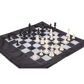 The House of Staunton Regulation Tournament Chess Pieces and Cinch Chess Board Bag Combo - Single Weighted