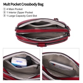 GAEKEAO Crossbody Bags for Women Small Genuine Leather Shoulder Bag, Cross Body Bag with Wristlet Top Zipper