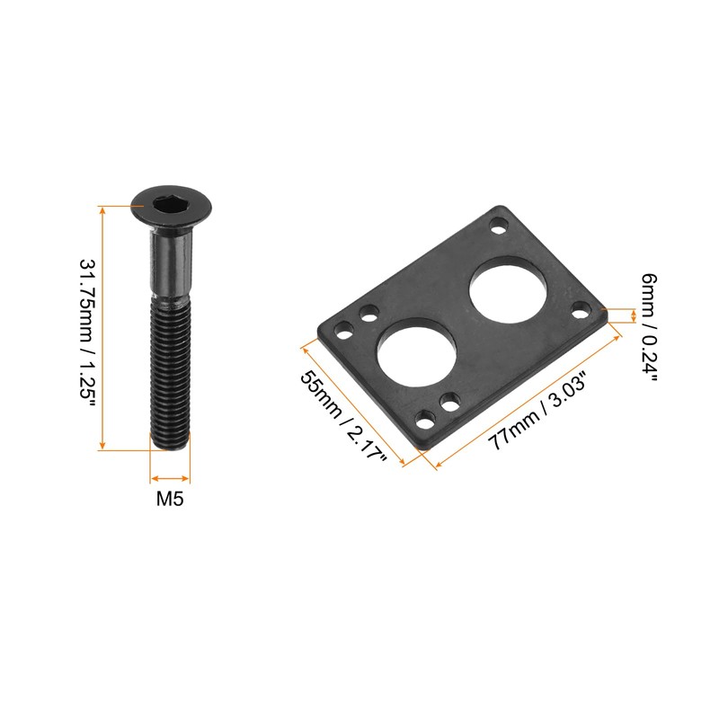 PATIKIL Skateboard Riser Pads Screws Set, 2 Pack 6mm Rubber