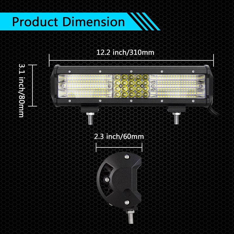 SKYWORLD 12" 330W Quad-Row Off Road LED Work Light Bar,