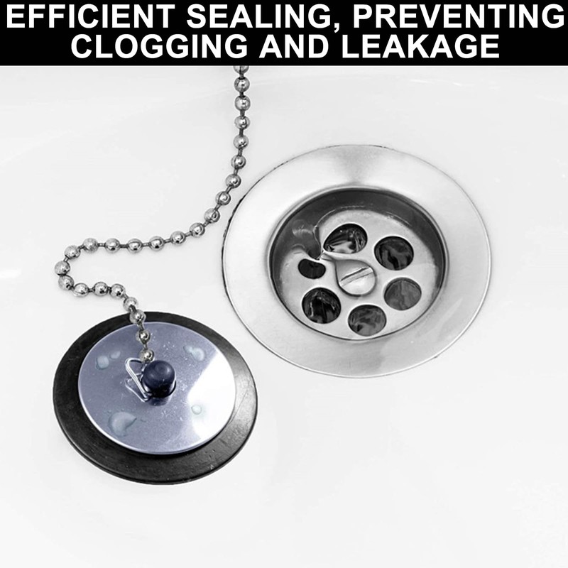 Universal bath plug with Stainless Steel Chain, bath plug replacement,