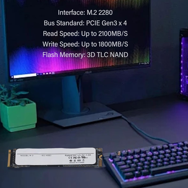 NVMe Internal SSD PCIE Gen3 X 4 M.2 2280 Interface
