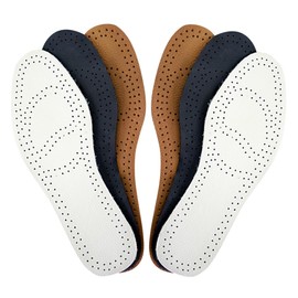 Ipetboom 3 Pair Set of Breathable Anti-odor Cowhide Insoles Comfortable Shock-absorbing for Active Lifestyle Size 39-40