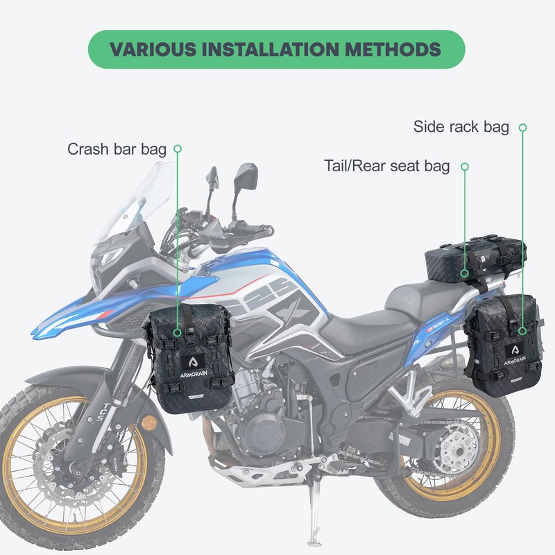 ARMORAIN Motorcycle Crash Bar Bag Waterproof Storage Capacity 6L/8L Bumper