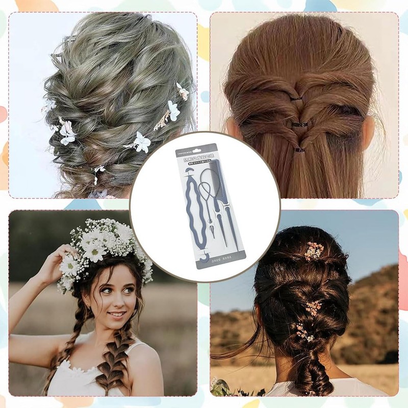 4pcs Hair Arrangement Stick Hair Braiding Kit Quick Beauty Salon