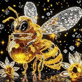 LumiCraft Bee Special Shape Diamond Art Kits for Adults, 5D Honeybee Diamond Painting Kits for Beginner, DIY Crystal Rhinestones Crafts for Home Wall Decor Gift 12 X 12inch