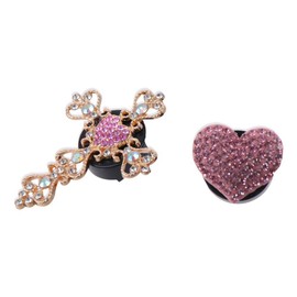 YYlingx 2 Pieces Car Vent Clips, Pink Crystal Cross Car Vent Clip, Pink Heart Car Vent Clip,Bling Car Interior Decoration Accessories for Girls