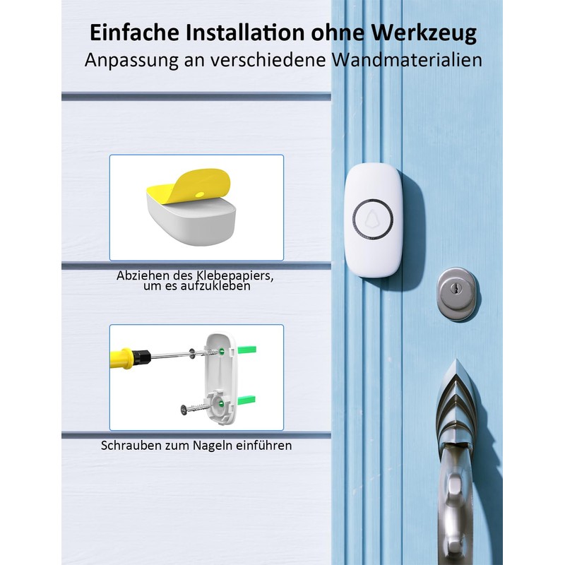 SECRUI Wireless Doorbell, Easy Installation, Waterproof, Adjustable Volume, 58 Chimes,