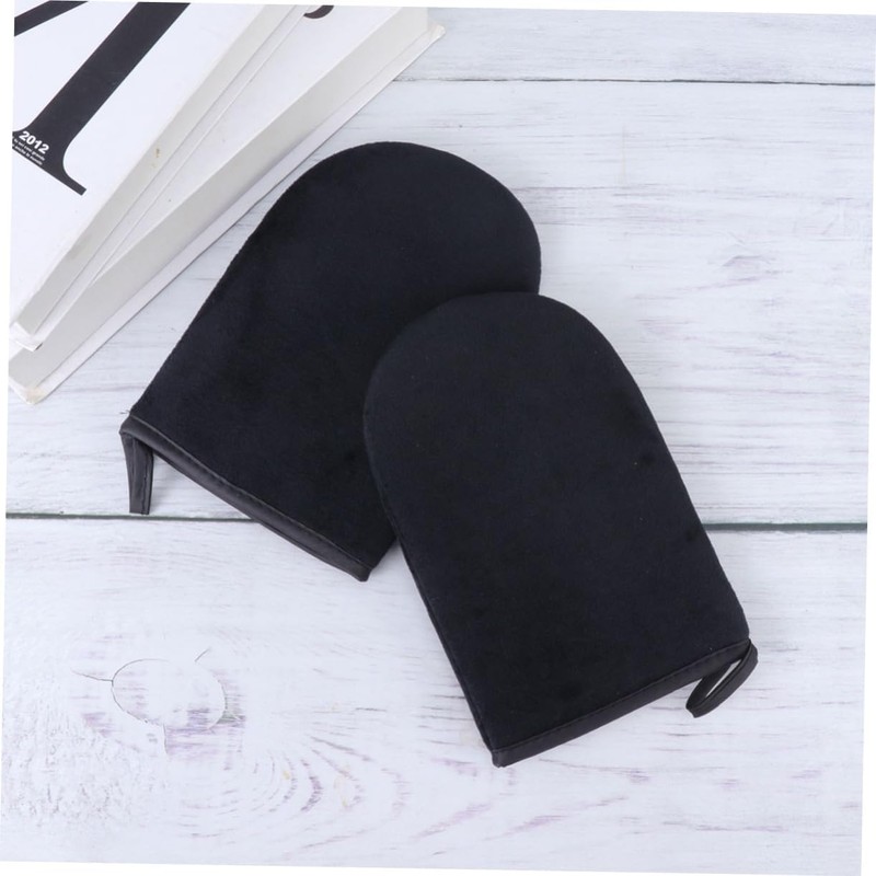 2piezas Aplicador De Autobronceador Guantes Autobronceadores De Pelusa Negros Bronceado