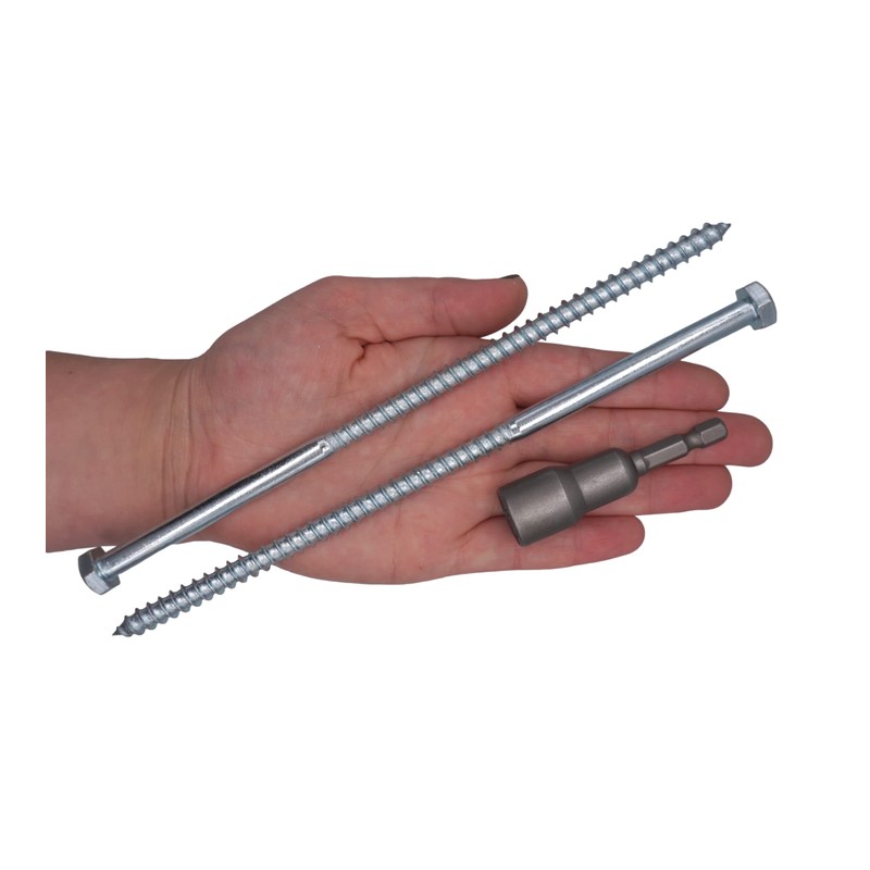 (Pack of 4) DIN 571 Galvanised Steel Hexagon Wood Screws